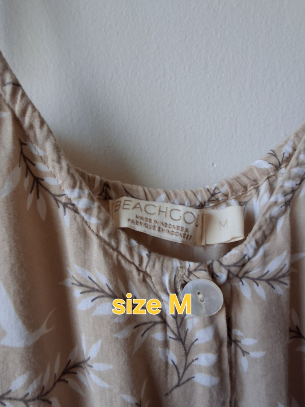 Beachgold Light Beige Floral/bird Button-Front Sundress - Picture 7 of 9